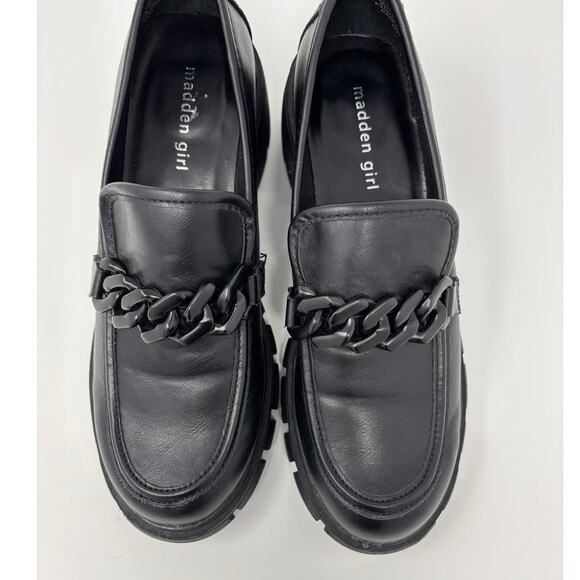 Madden Girl Hoxton Loafer, Black Chunky Heel Y2K - Picture 6 of 8